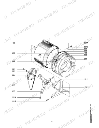 Взрыв-схема стиральной машины Aeg LAV64600-W - Схема узла Tub and drum